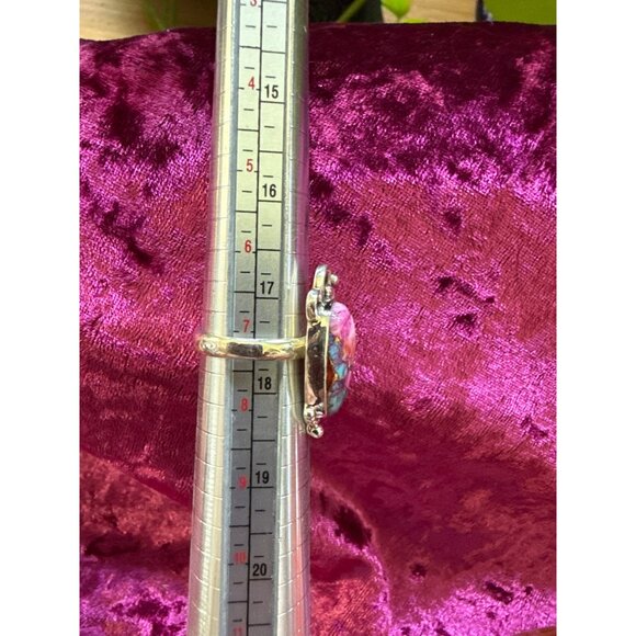 Pink Spiny Turquoise 925 Sterling Silver Closed Back Ring Size 7.25 6.9 Grams - Picture 4 of 5